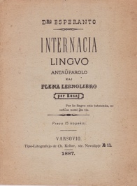 Premier livre en esperanto en 1887