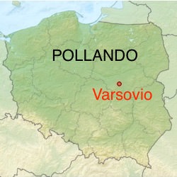 Une carte de la Pologne avec la ville de Varsovie